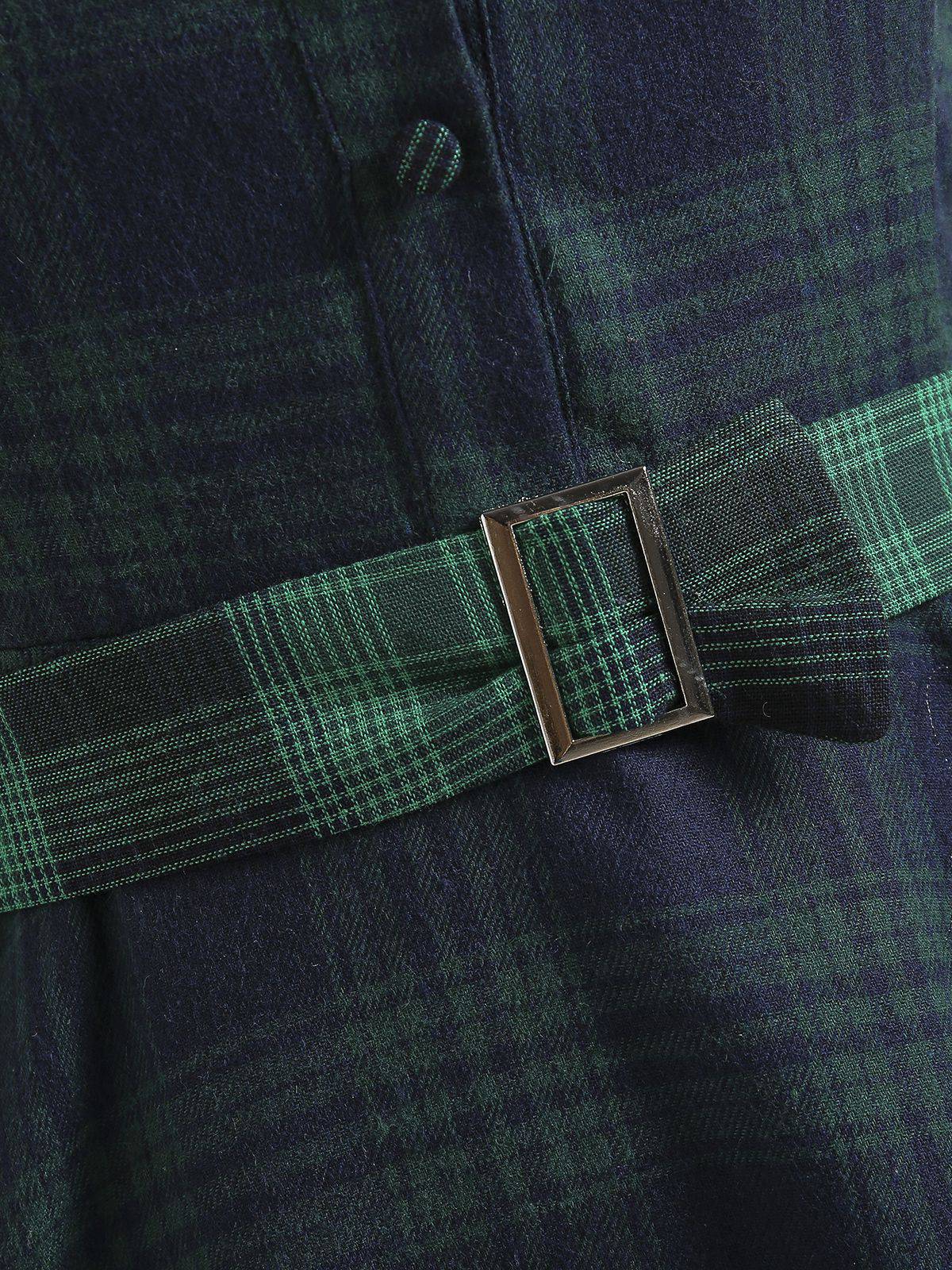 Plaids 1950s Buttoned Belted Swing Dress - Image 7
