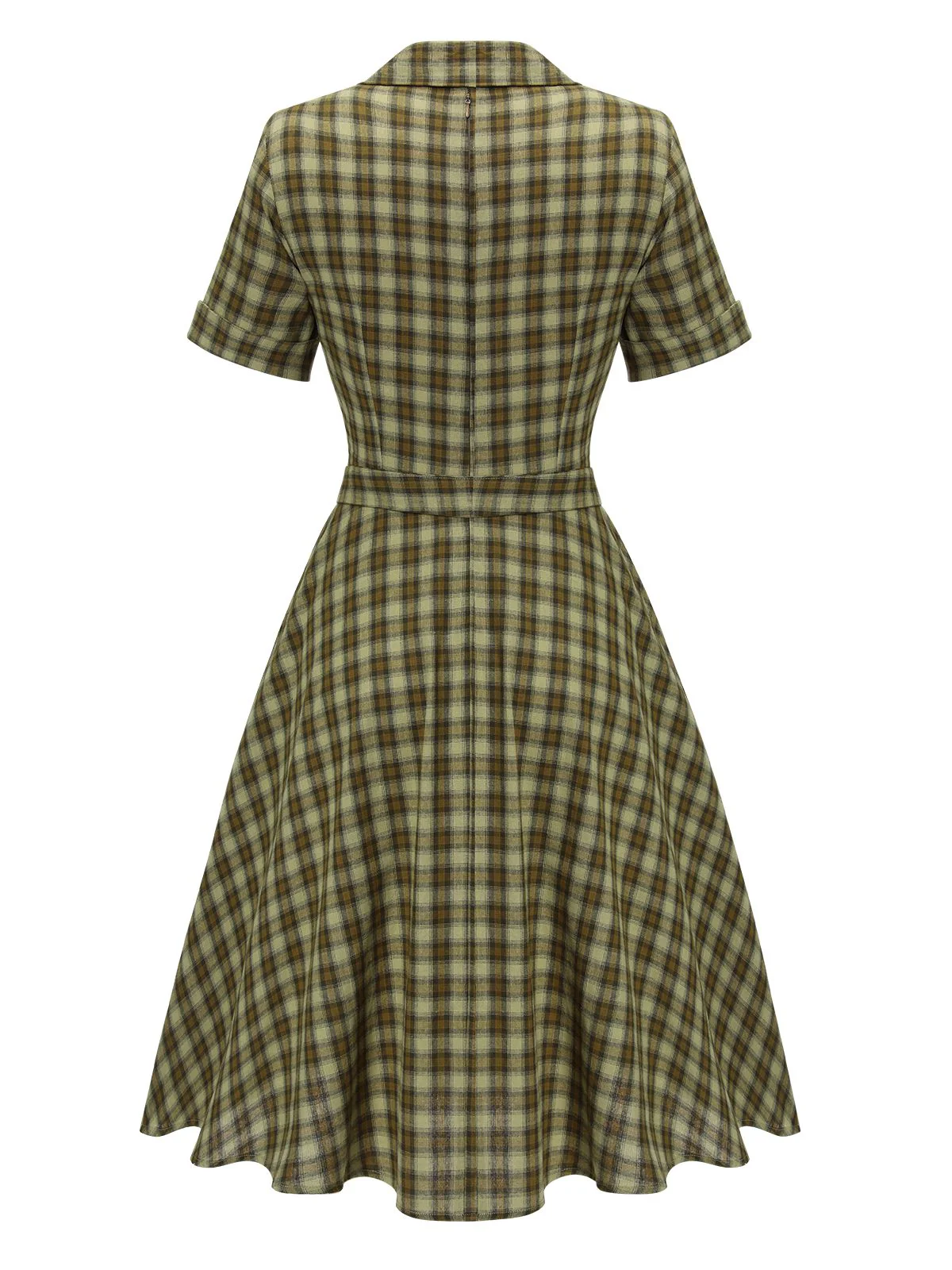 Plaids 1950s Buttoned Belted Swing Dress - Image 12