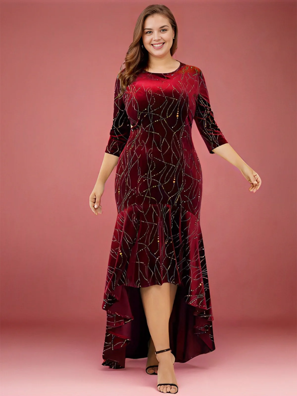 [Plus Size] 1930s Glitter Velvet Mermaid Dress - Image 10