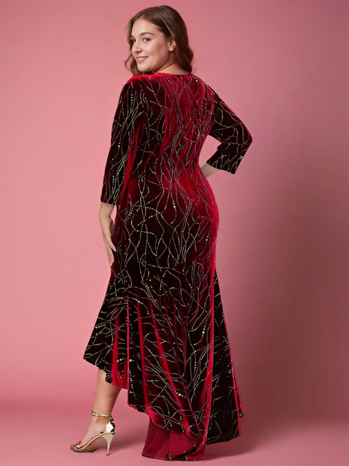 [Plus Size] 1930s Glitter Velvet Mermaid Dress - Image 12