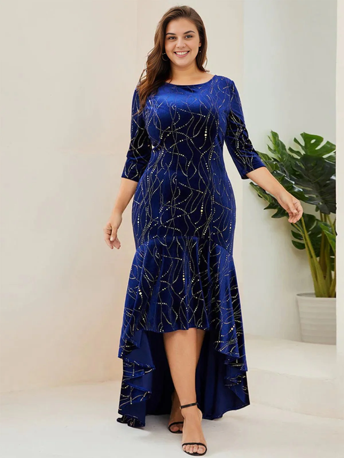 [Plus Size] 1930s Glitter Velvet Mermaid Dress - Image 13