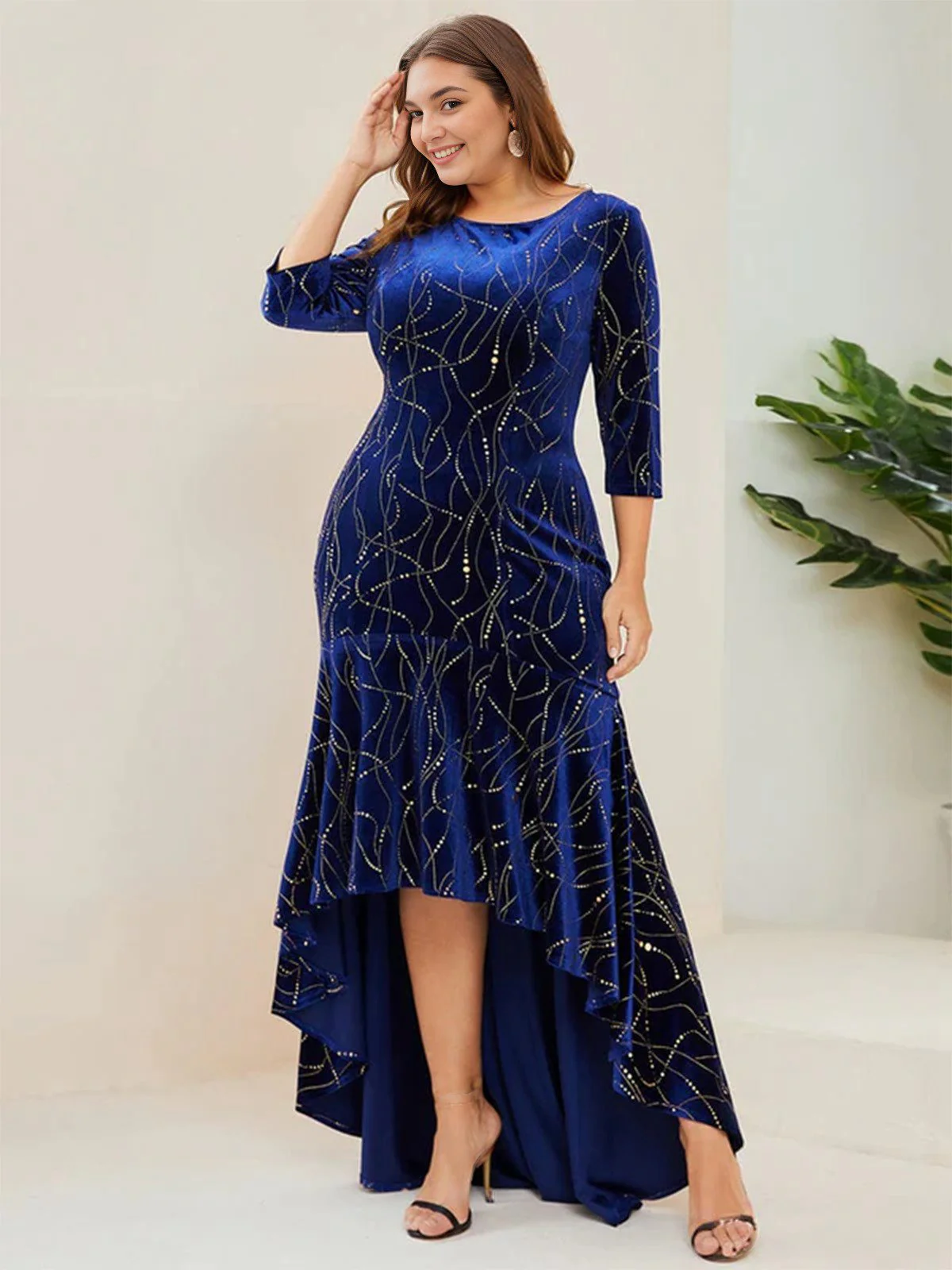 [Plus Size] 1930s Glitter Velvet Mermaid Dress - Image 14