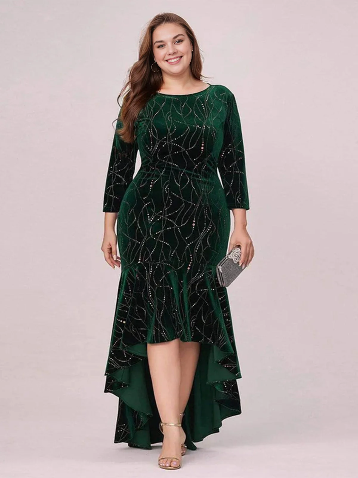 [Plus Size] 1930s Glitter Velvet Mermaid Dress - Image 2