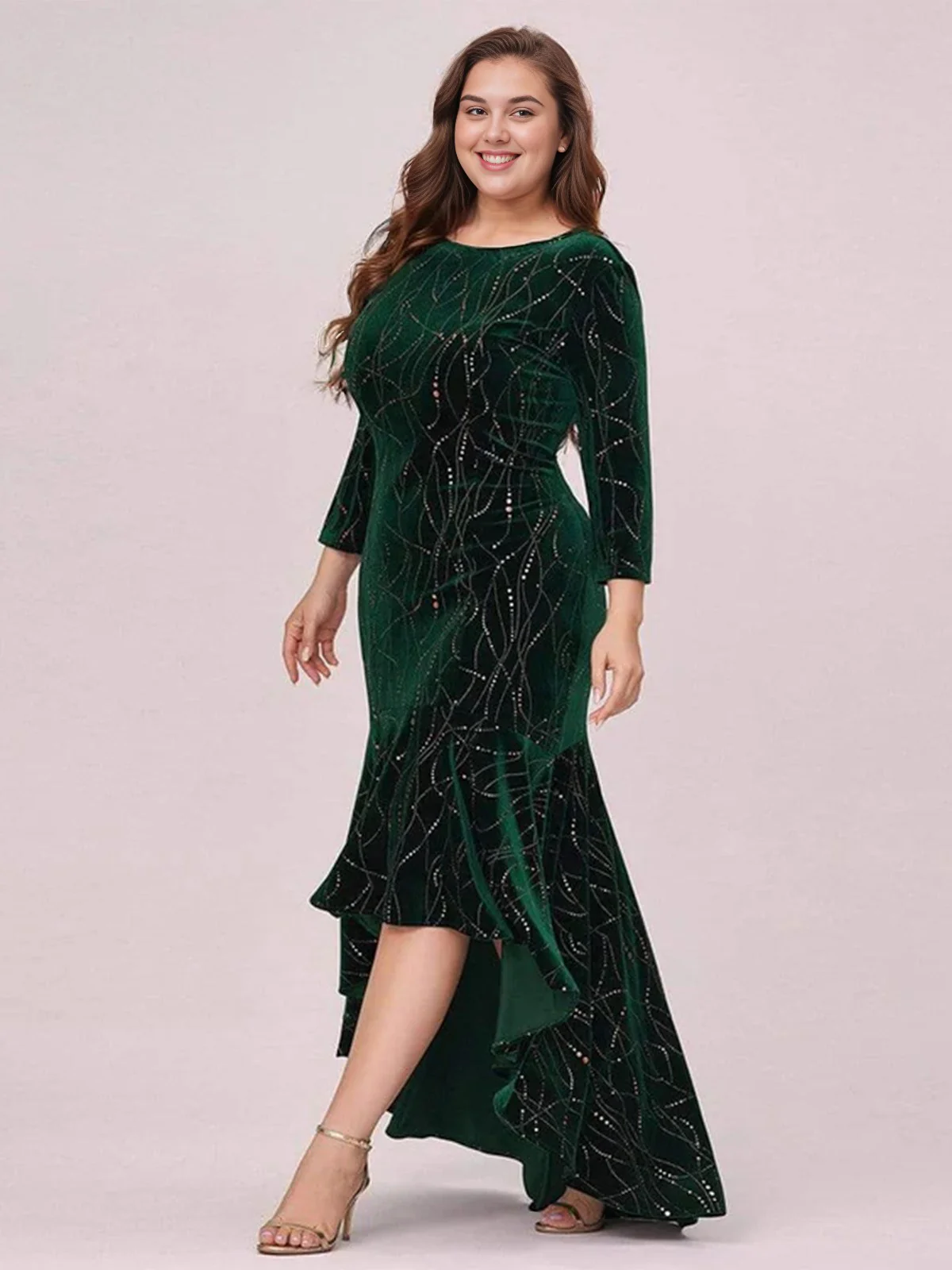 [Plus Size] 1930s Glitter Velvet Mermaid Dress - Image 3
