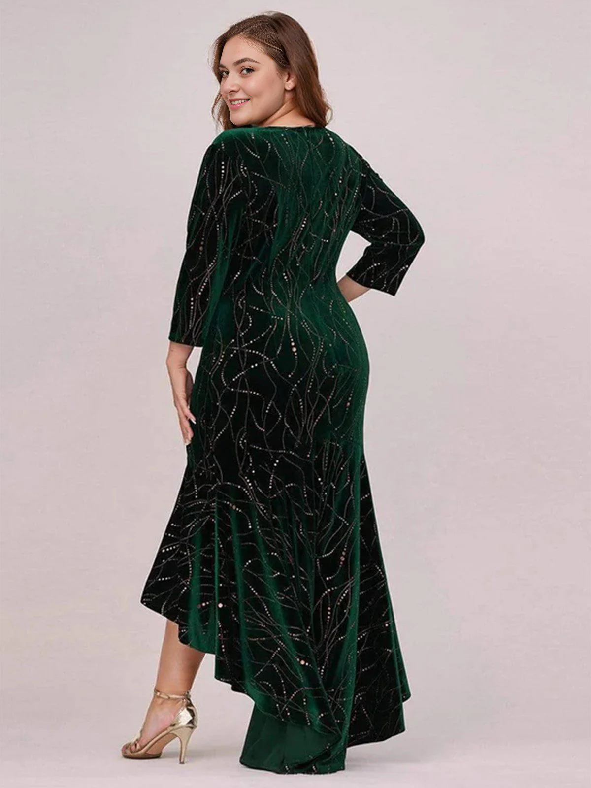 [Plus Size] 1930s Glitter Velvet Mermaid Dress - Image 4