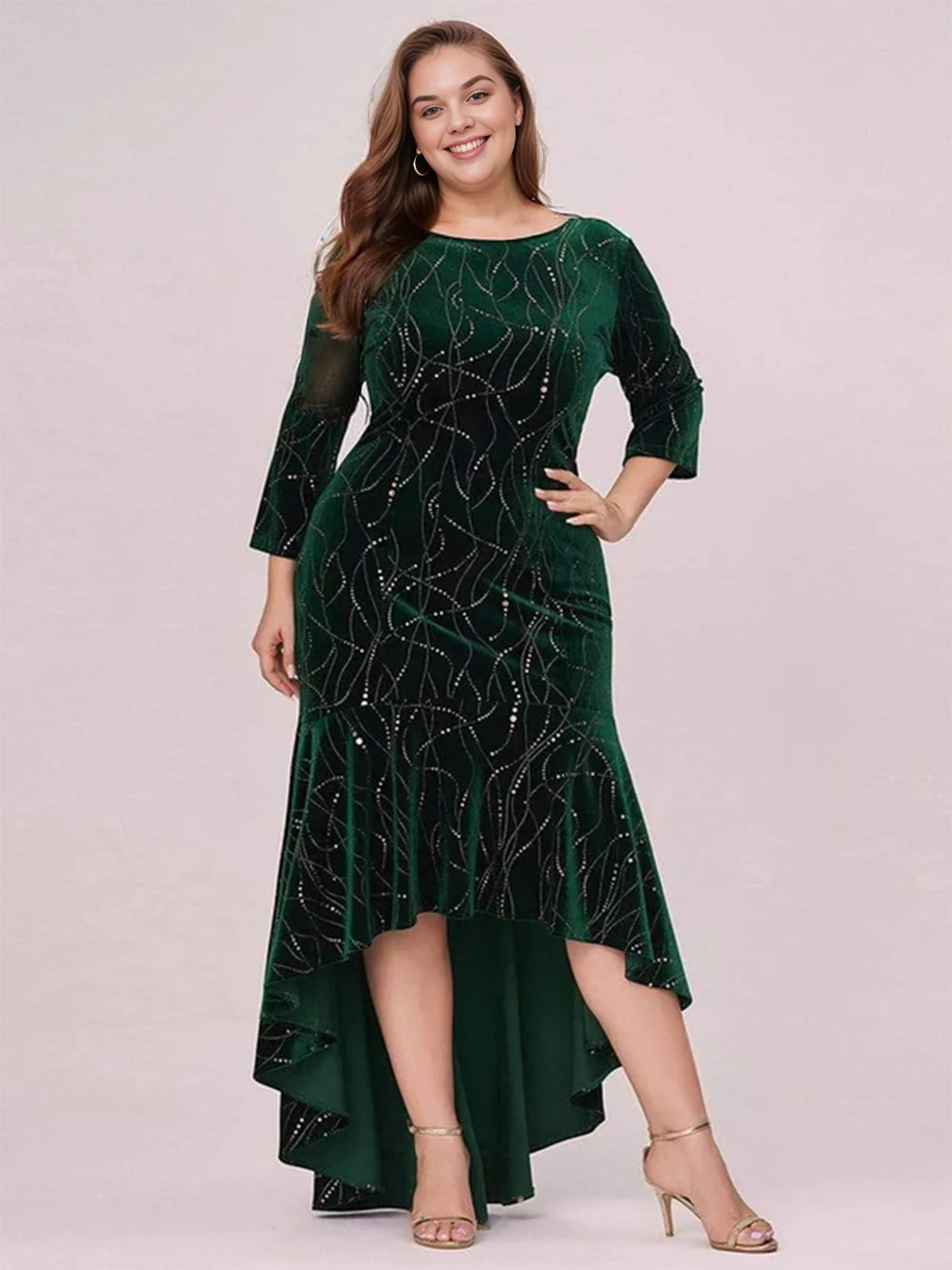 [Plus Size] 1930s Glitter Velvet Mermaid Dress - Image 5