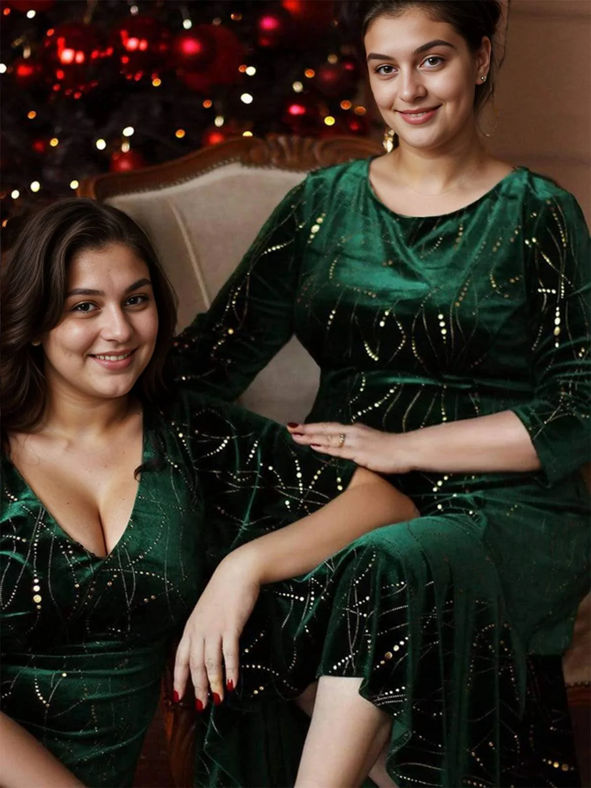 [Plus Size] 1930s Glitter Velvet Mermaid Dress - Image 9