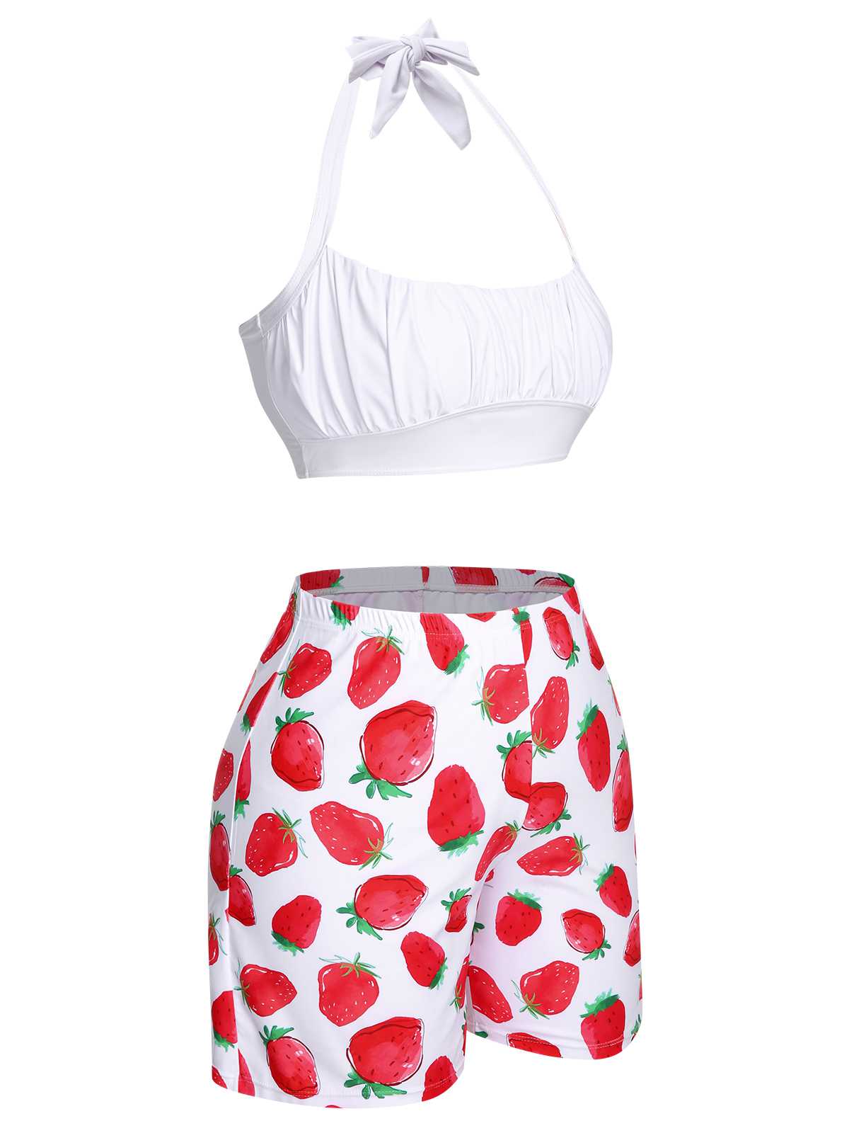 [Plus Size] 1930s Halter Strawberry Swimsuit Set - Image 3