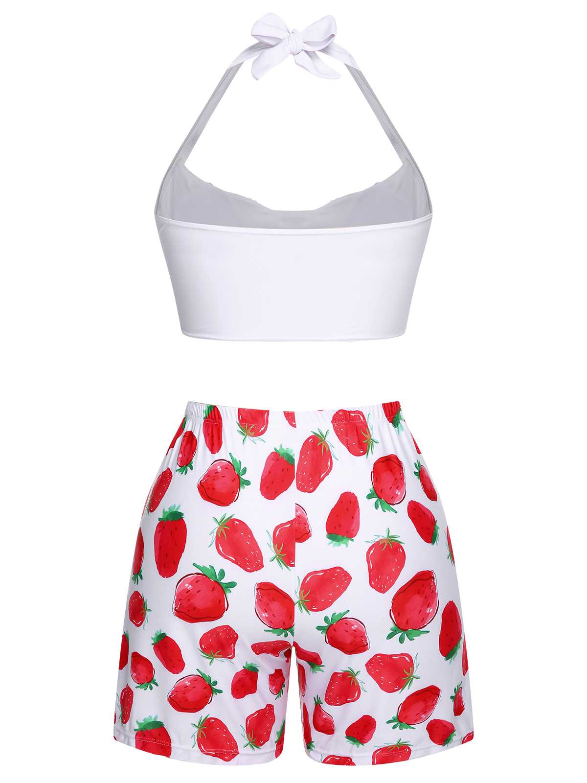 [Plus Size] 1930s Halter Strawberry Swimsuit Set - Image 4