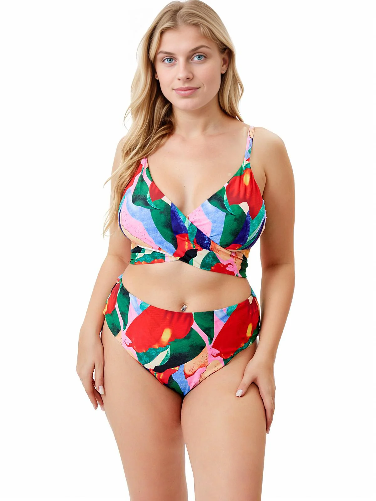 [Plus Size] 1930s Tropical Print Wrap Swimsuit & Cover Up - Image 6