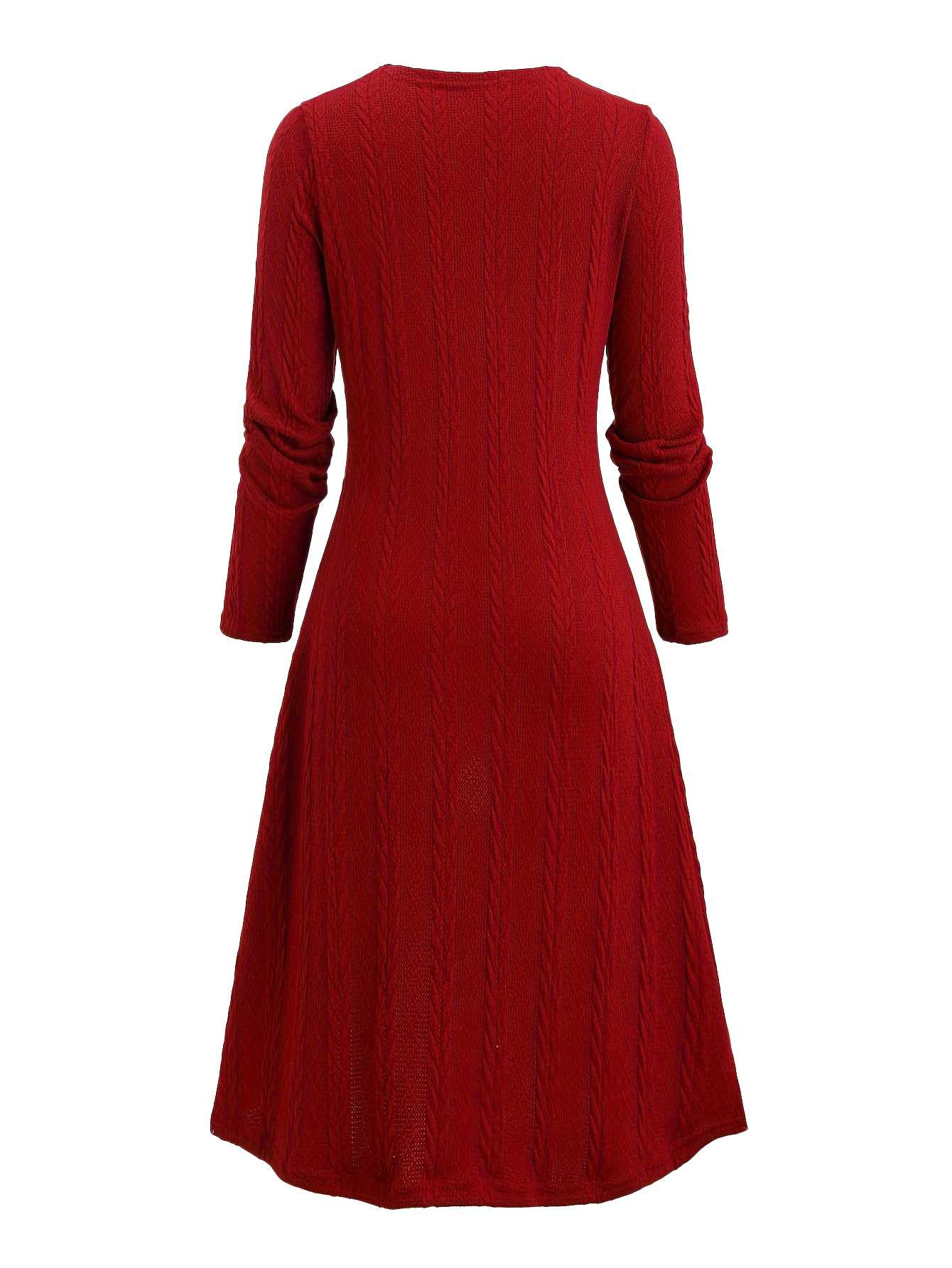 [Plus Size] 1940s Bow Plaid Knit Dress - Image 2
