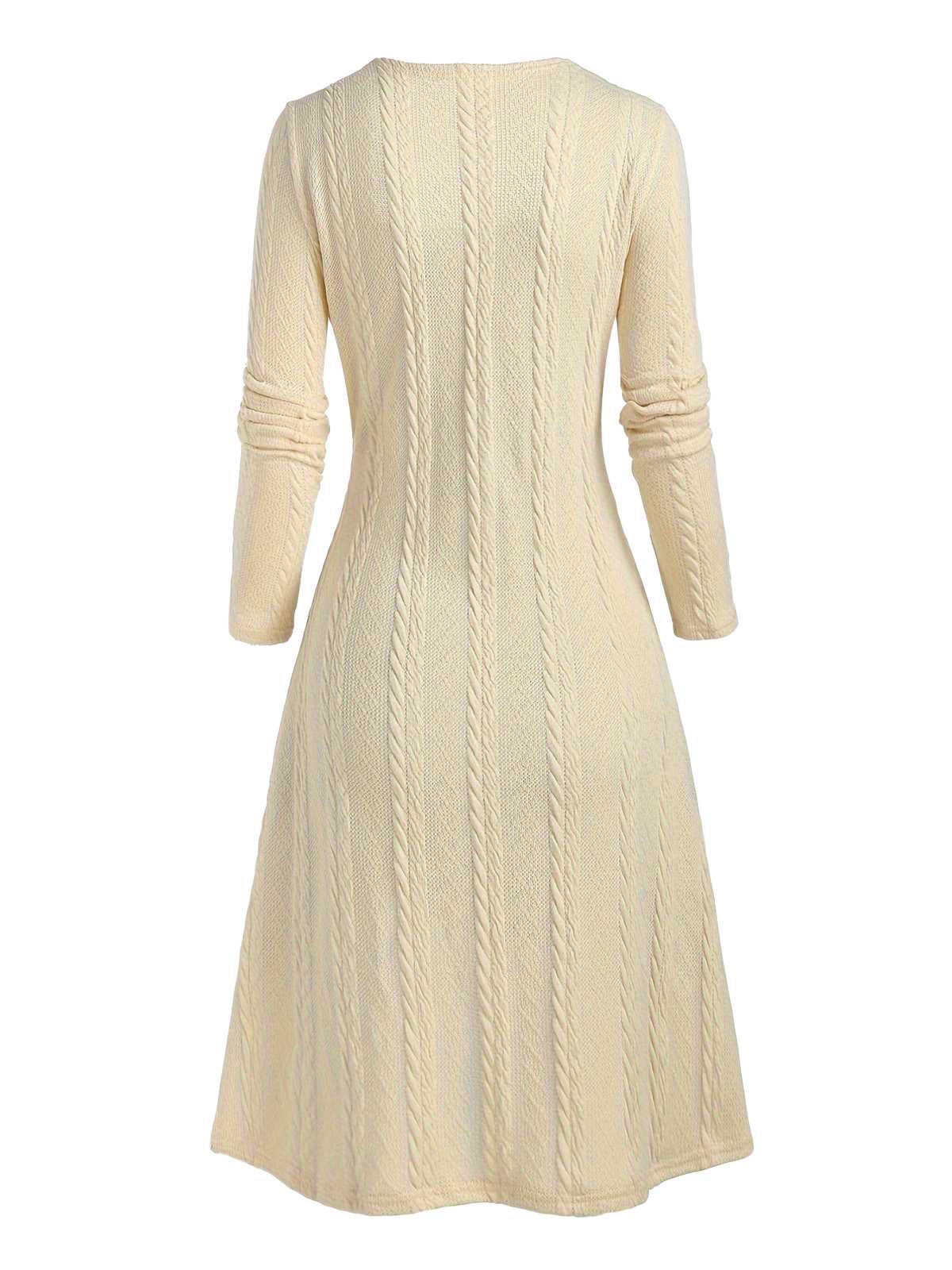 [Plus Size] 1940s Bow Plaid Knit Dress - Image 6