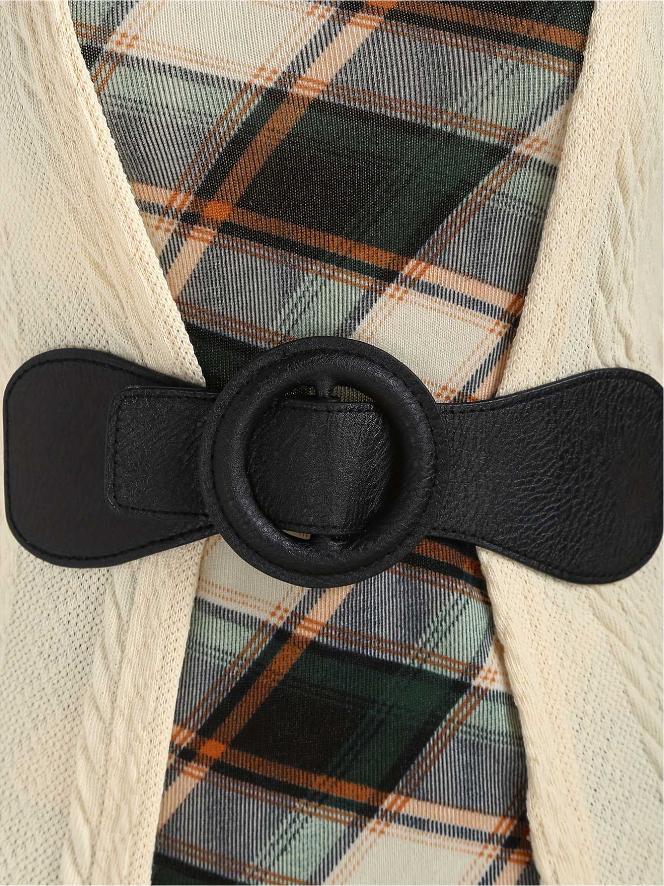 [Plus Size] 1940s Bow Plaid Knit Dress - Image 7