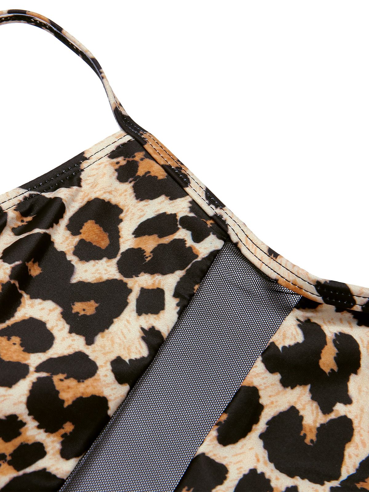 [Plus Size] 1940s Leopard Mesh Patchwork Swimsuit - Image 5