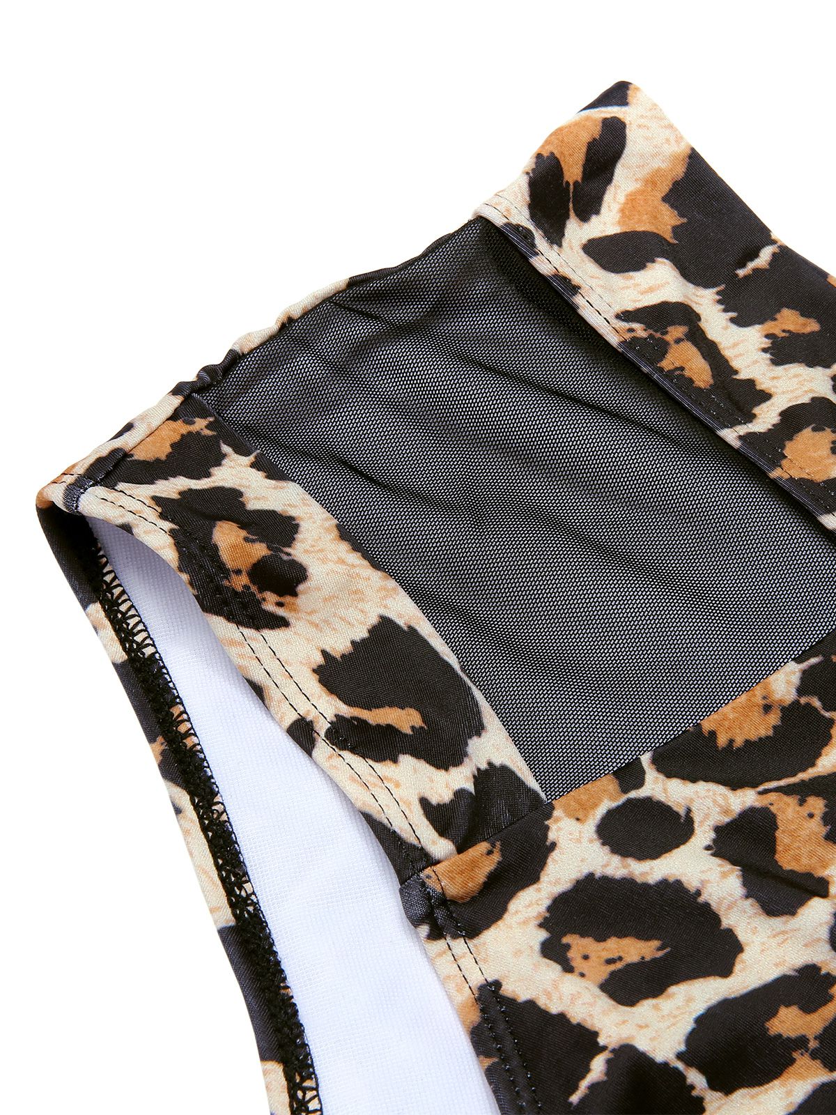 [Plus Size] 1940s Leopard Mesh Patchwork Swimsuit - Image 6
