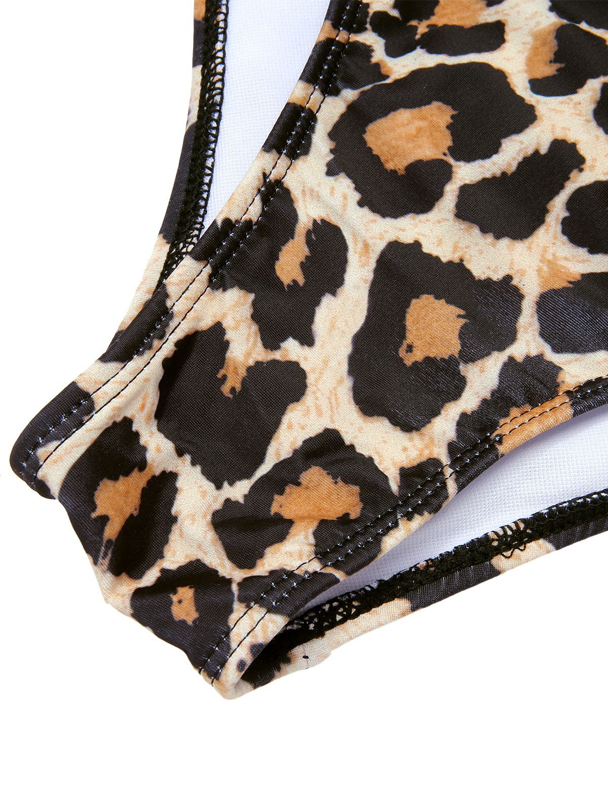 [Plus Size] 1940s Leopard Mesh Patchwork Swimsuit - Image 7
