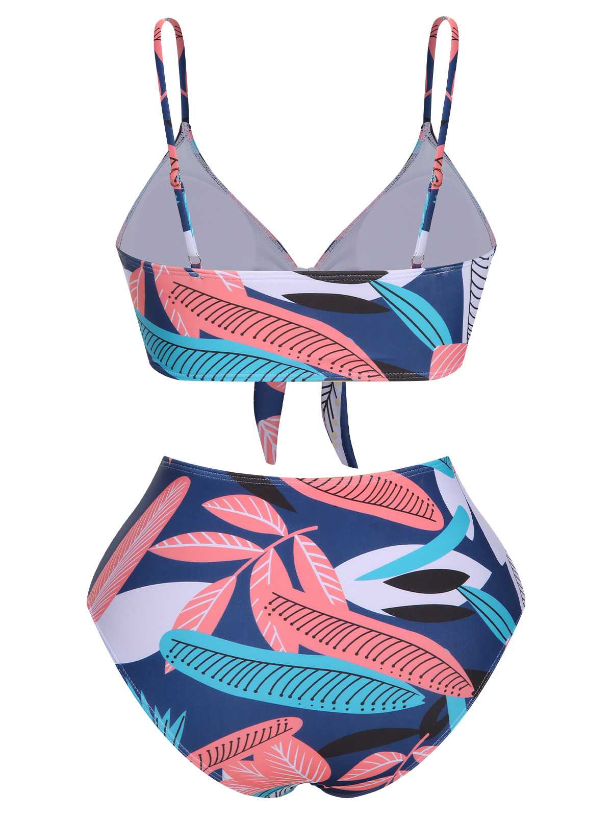 [Plus Size] 1940s Spaghetti Strap Print Swimsuit & Cover-Up - Image 13