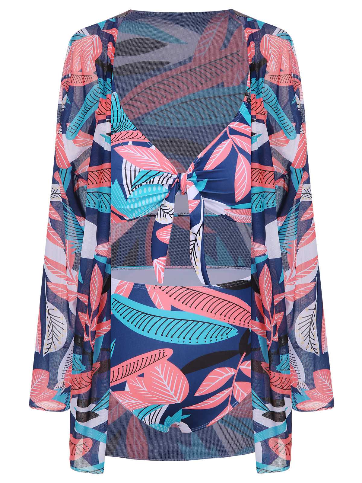 [Plus Size] 1940s Spaghetti Strap Print Swimsuit & Cover-Up - Image 14