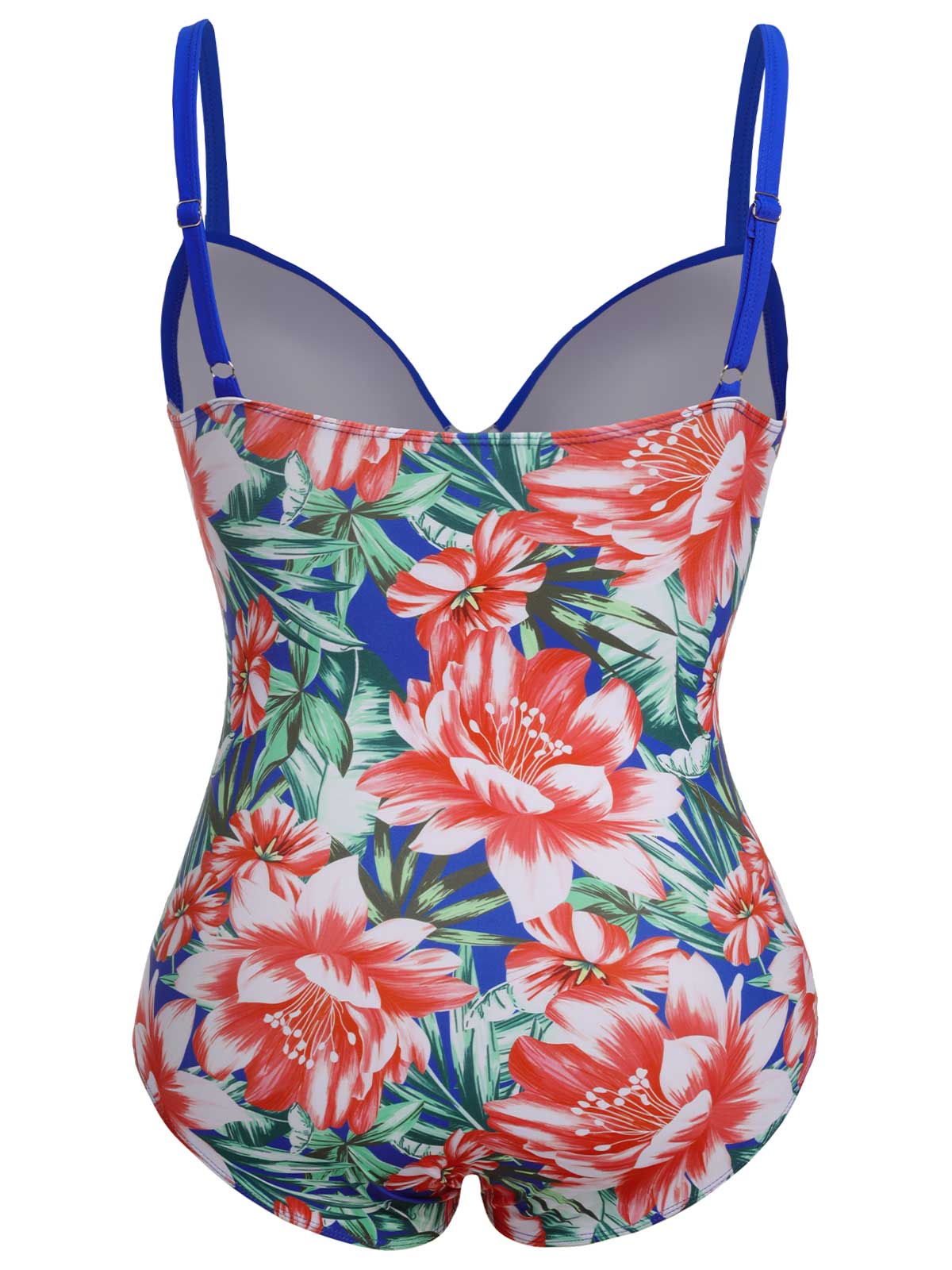 [Plus Size] 1940s Strap Flowers One-Piece Swimsuit - Image 11
