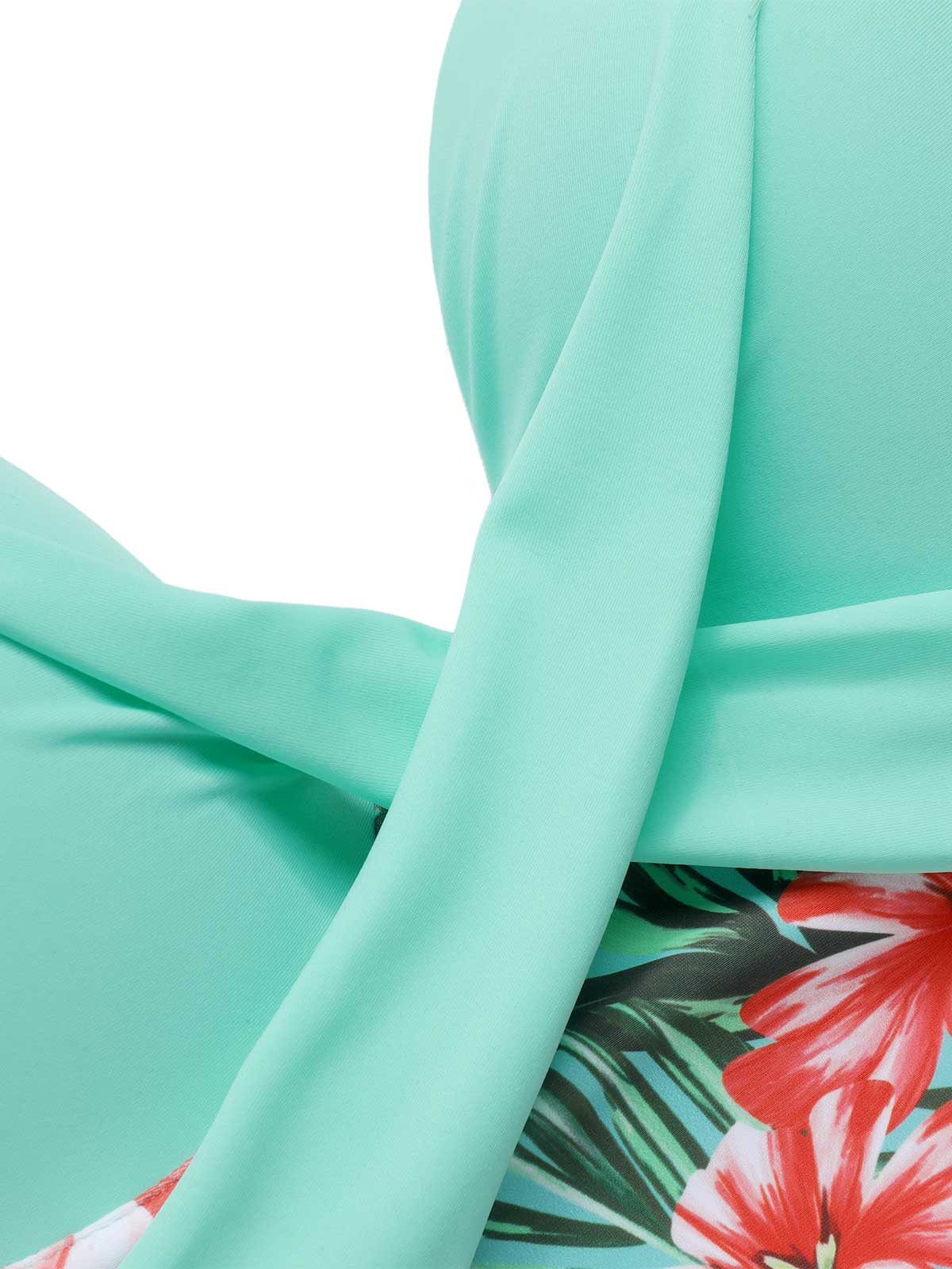 [Plus Size] 1940s Strap Flowers One-Piece Swimsuit - Image 19