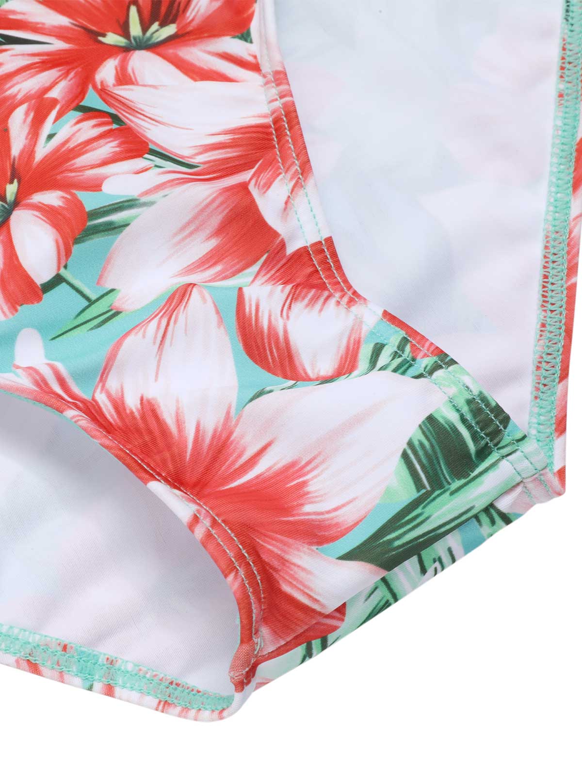 [Plus Size] 1940s Strap Flowers One-Piece Swimsuit - Image 21