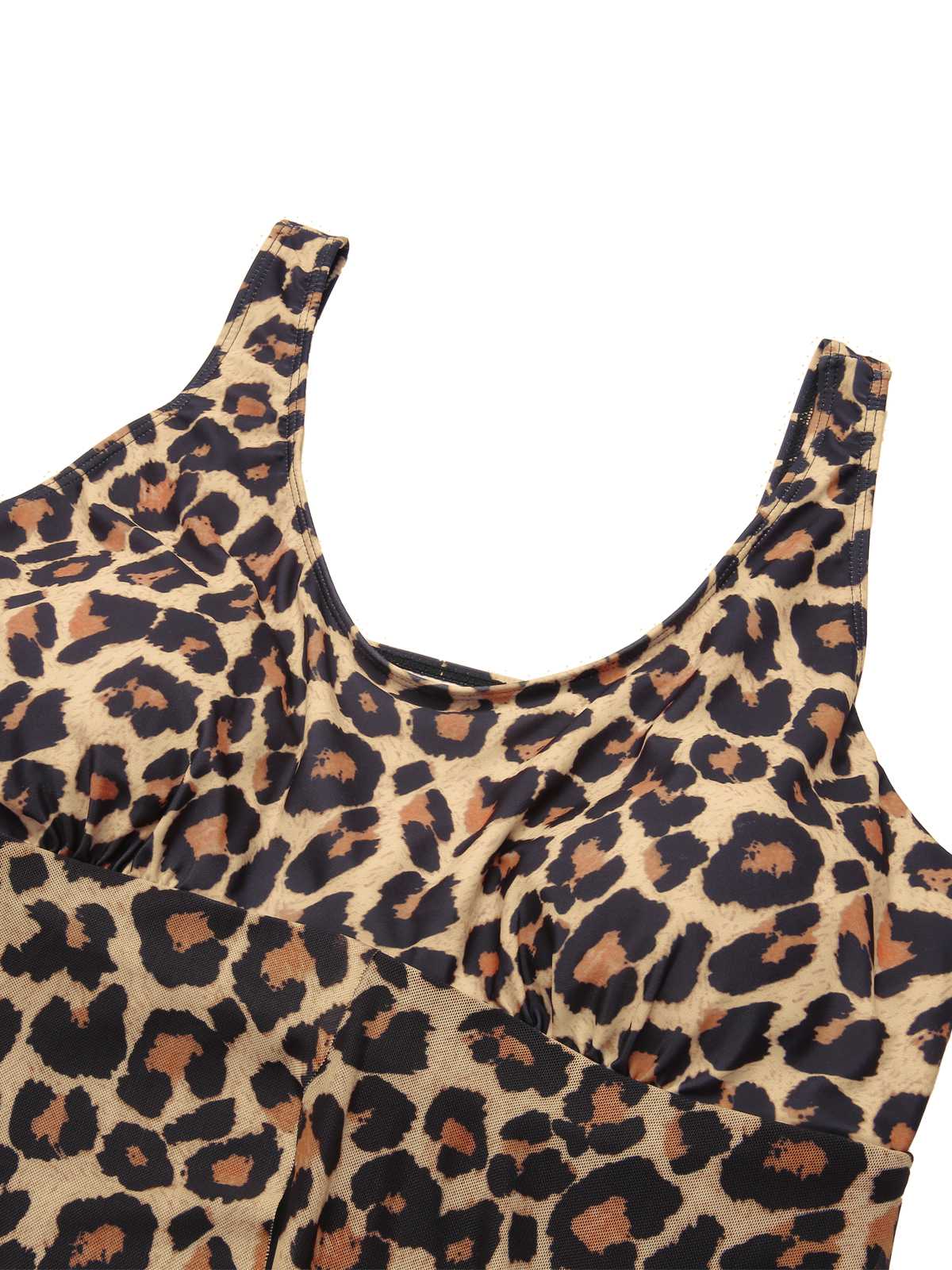 [Plus Size] 1940s Strap Print One-Piece Skirt Swimsuit - Image 12