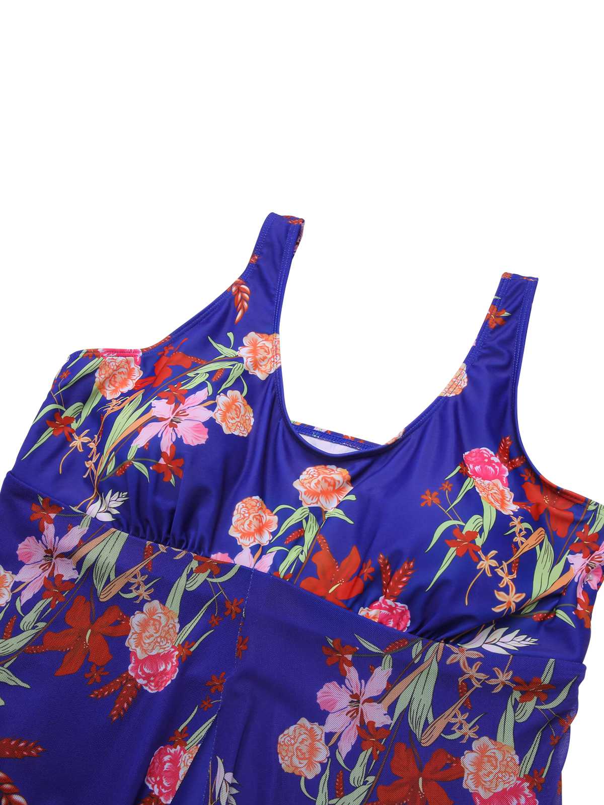 [Plus Size] 1940s Strap Print One-Piece Skirt Swimsuit - Image 5