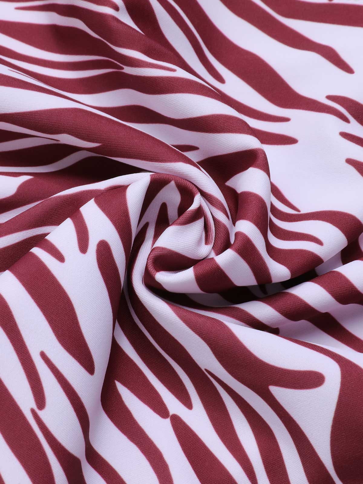 [Plus Size] 1940s Zebra Print Cutout Halter Swimsuit - Image 14