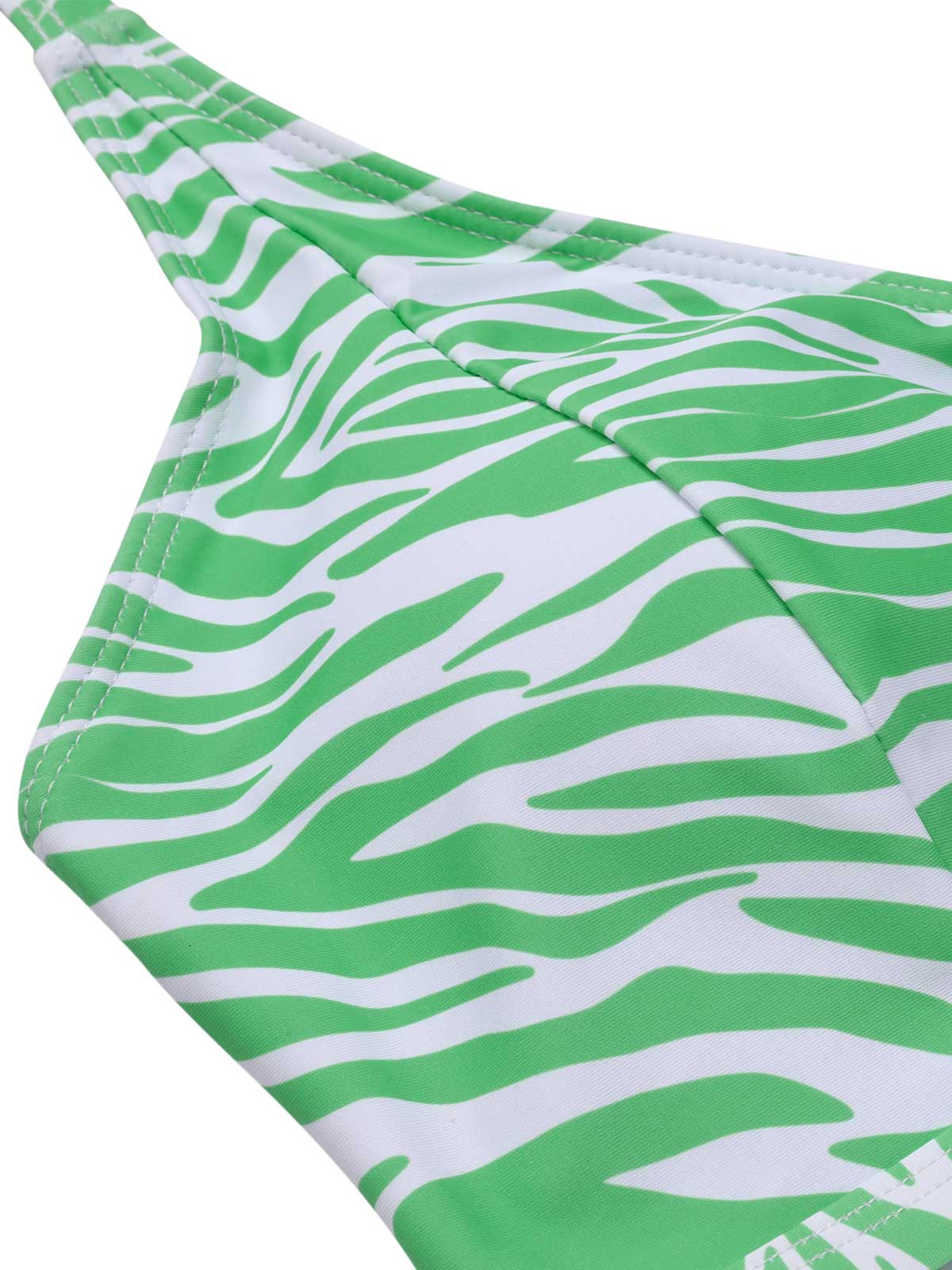 [Plus Size] 1940s Zebra Print Cutout Halter Swimsuit - Image 5