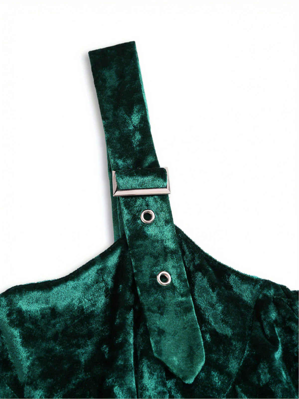 [Plus Size] 1950s Buckle Strap Velvet Sleeveless Dress - Image 3