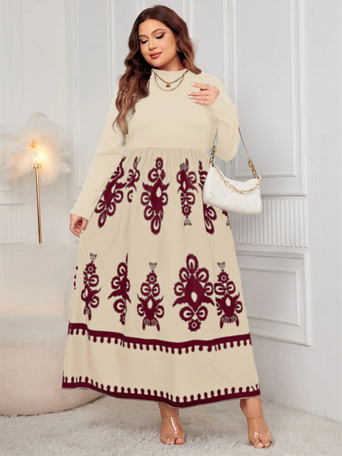 [Plus Size] 1950s Geometric Print Patchwork Dress - Image 18
