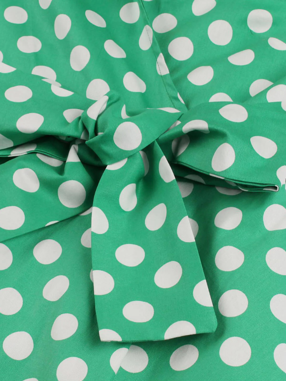 [Plus Size] 1950s Polka Dots Waist Tie Lapel Dress - Image 6