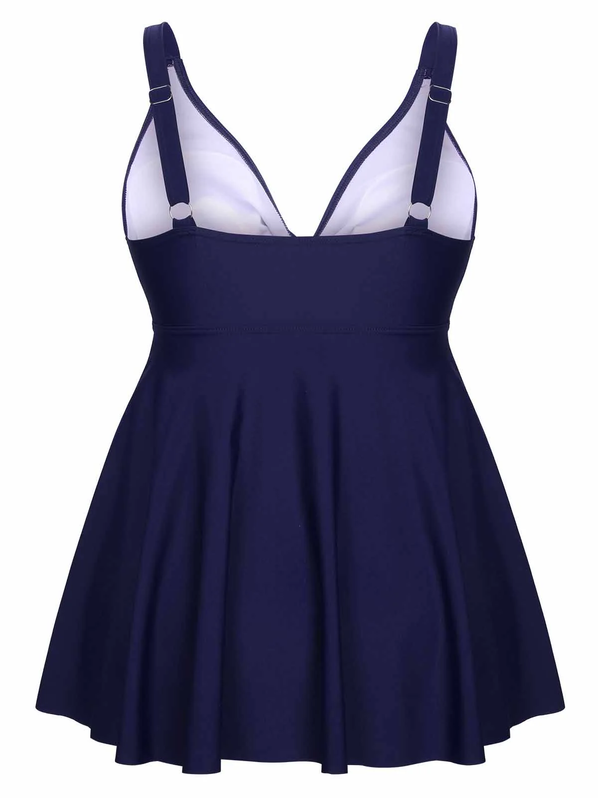 [US Warehouse] [Plus Size] 1950s Solid Front Tie Ruffle Swimsuit - Image 11