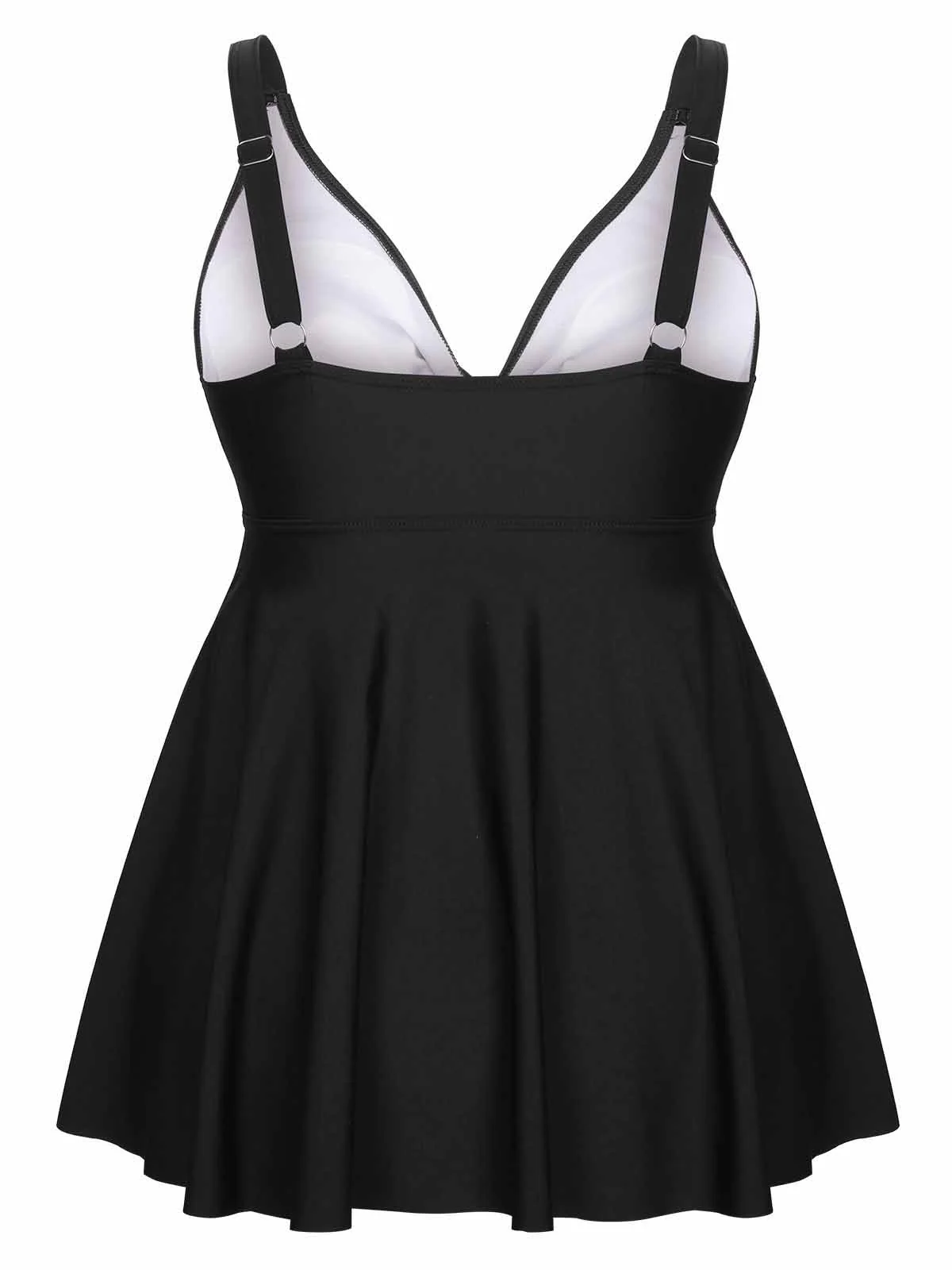[US Warehouse] [Plus Size] 1950s Solid Front Tie Ruffle Swimsuit - Image 18