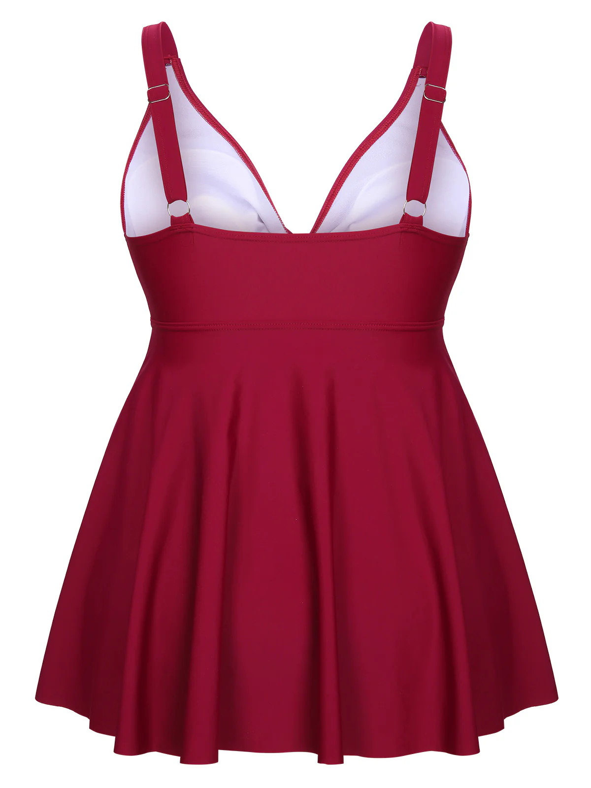[US Warehouse] [Plus Size] 1950s Solid Front Tie Ruffle Swimsuit - Image 4
