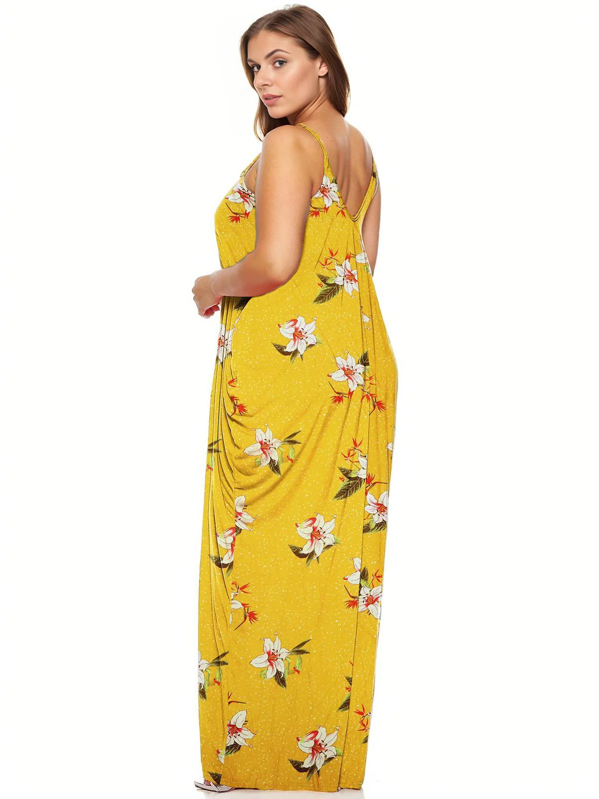[Plus Size] 1960s Spaghetti Strap Floral Tulip Dress - Image 9
