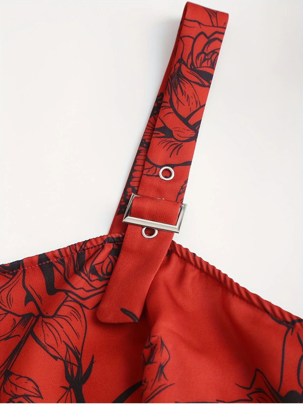 [Plus Size] 1970s Rose Floral Steampunk Zipper Dress - Image 12