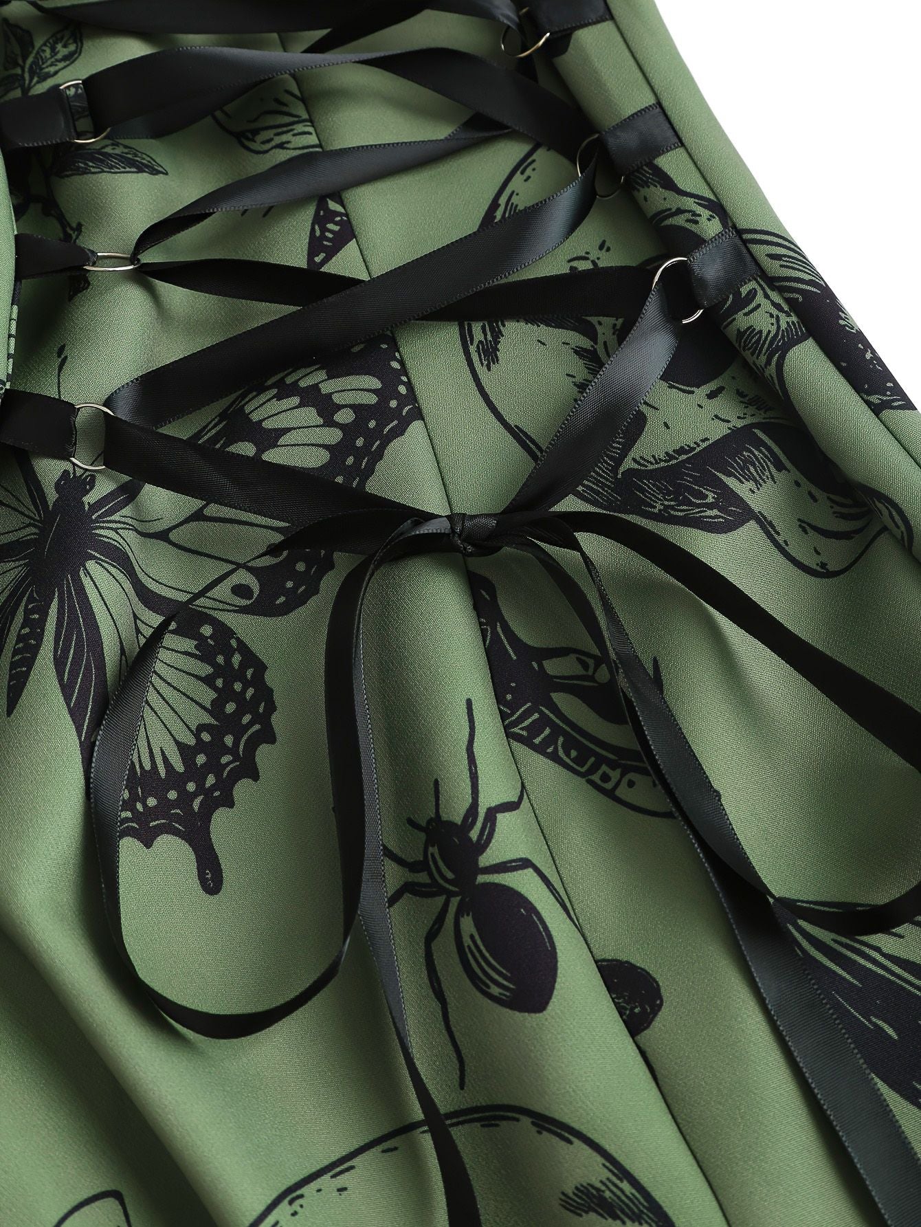 [Plus Size] 1970s Rose Floral Steampunk Zipper Dress - Image 6