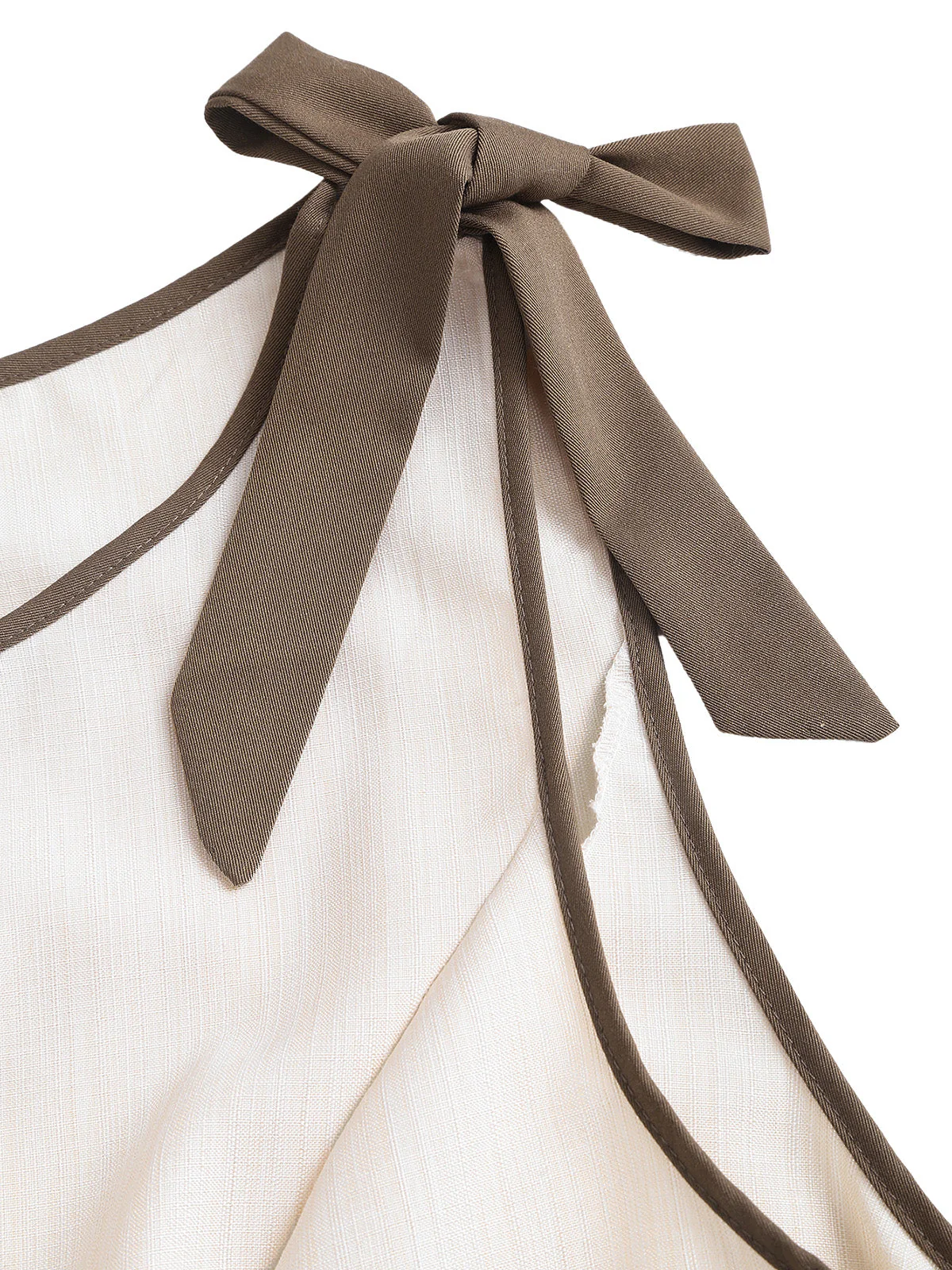 [Plus Size] Beige 1940s Solid Lace-Up Sleeveless Dress - Image 4