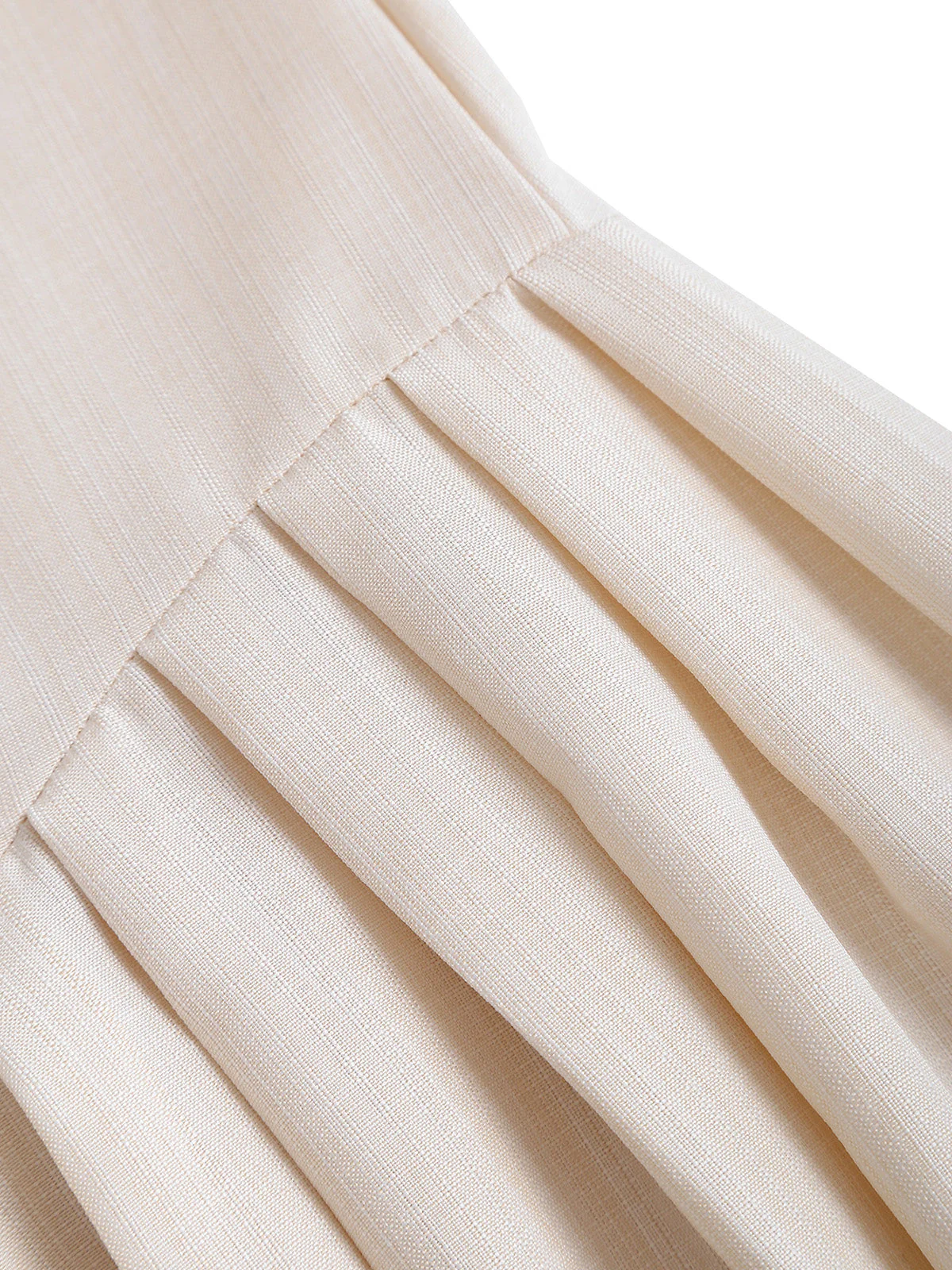 [Plus Size] Beige 1940s Solid Lace-Up Sleeveless Dress - Image 5