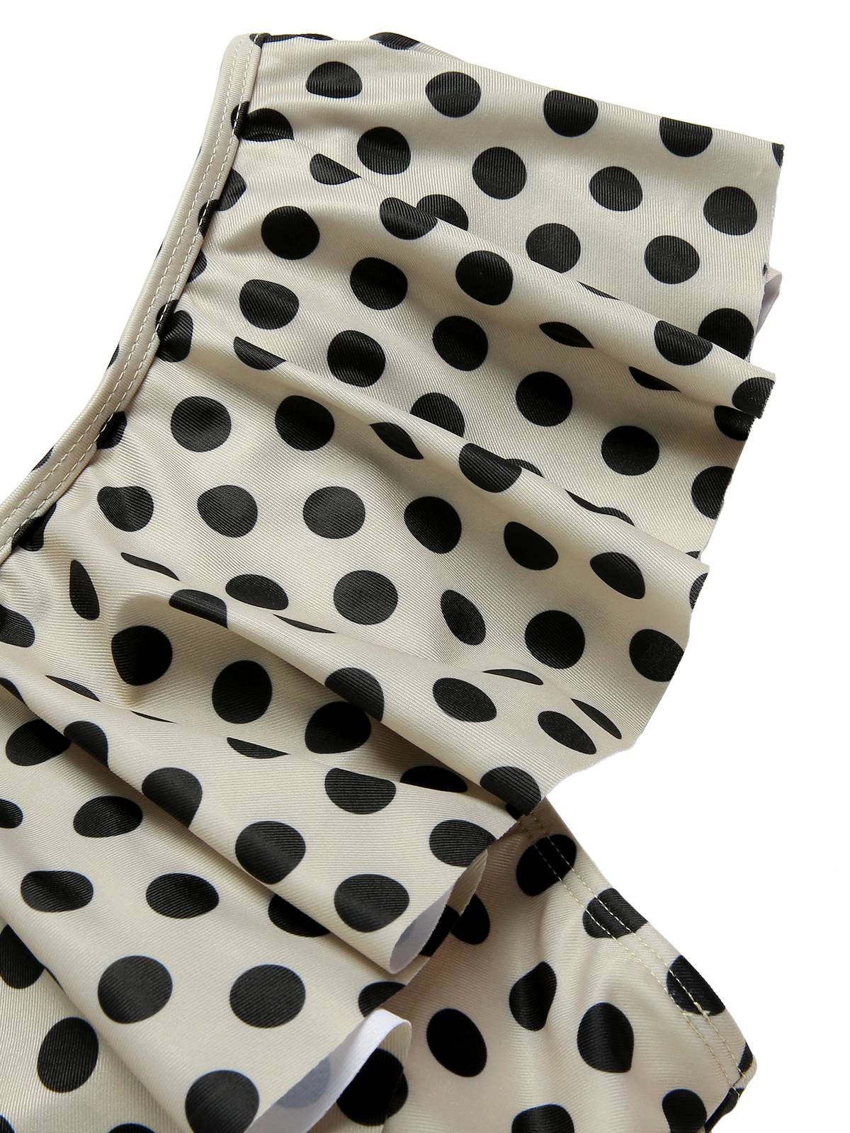 [Plus Size] Beige 1960s Polka Dot Ruffles One-Piece Swimsuit - Image 5
