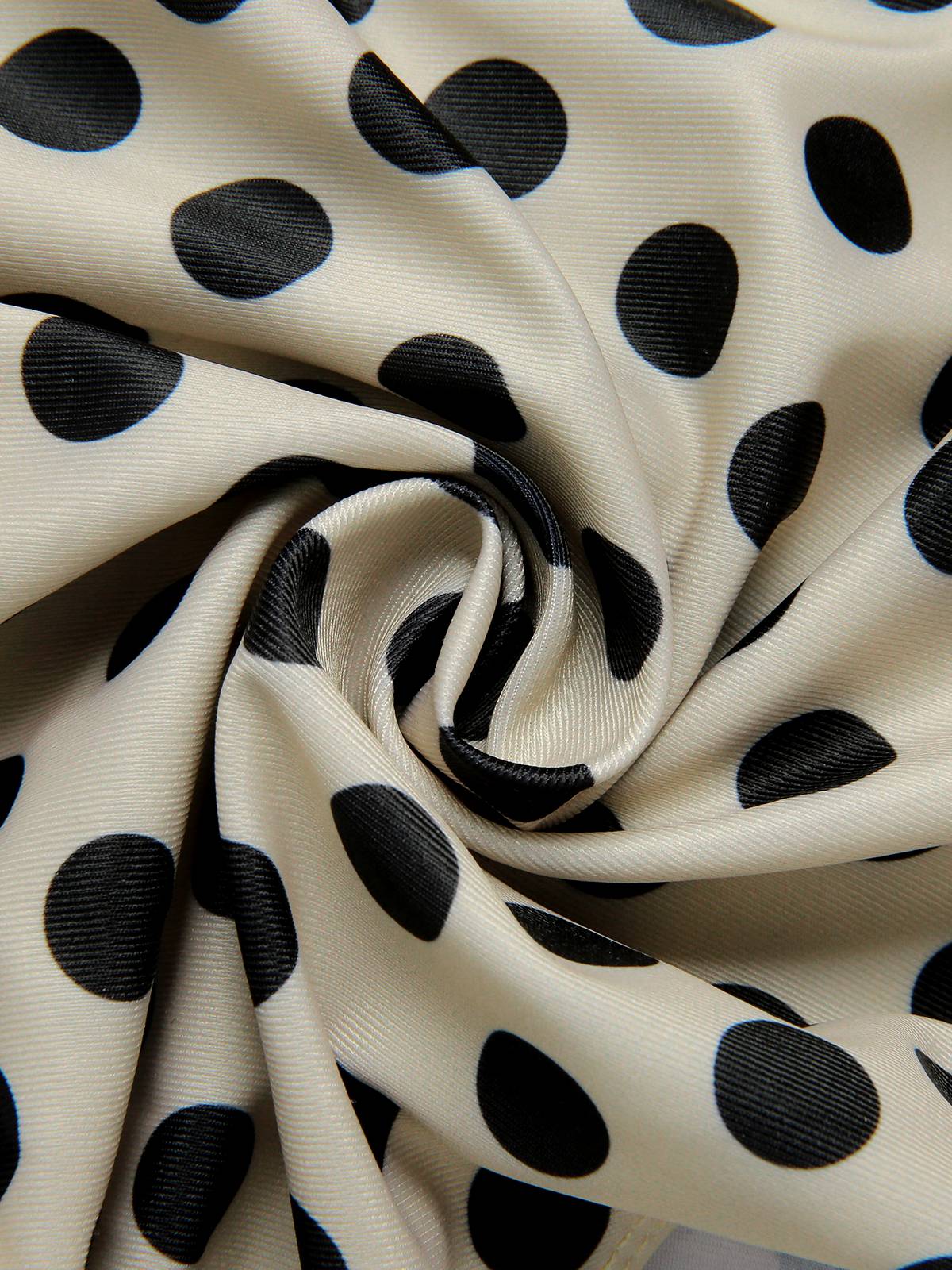 [Plus Size] Beige 1960s Polka Dot Ruffles One-Piece Swimsuit - Image 6