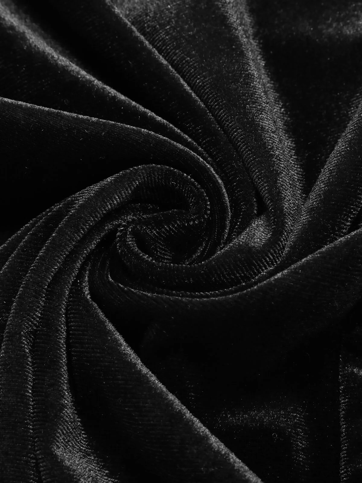 [Plus Size] Black 1940s Solid Square Neck Velvet Dress - Image 6