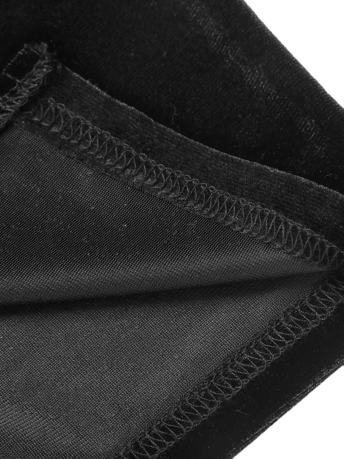 [Plus Size] Black 1940s Solid Square Neck Velvet Dress - Image 7