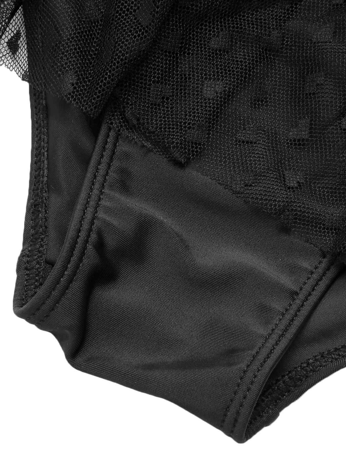 [Plus Size] Black 1950s Strap Mesh Swimsuit - Image 7