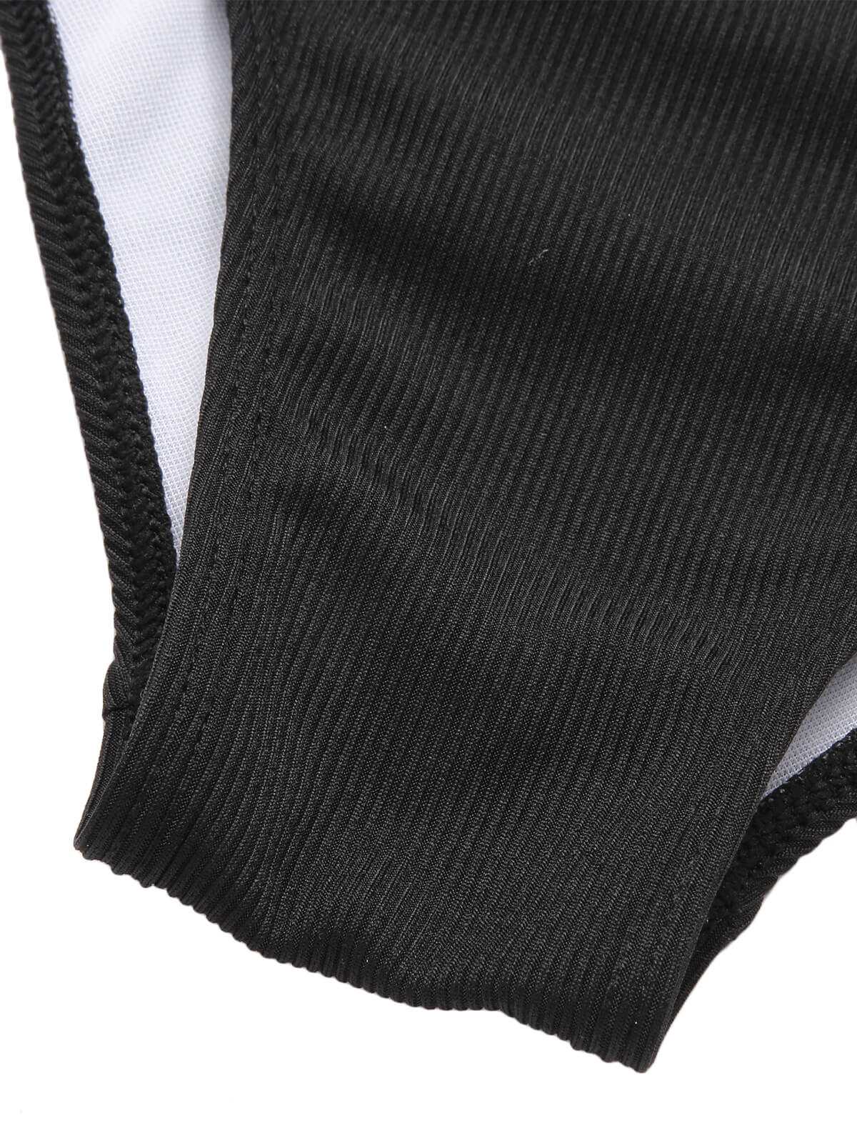 [Plus Size] Black & White 1950s Patchwork Strap Swimsuit - Image 7