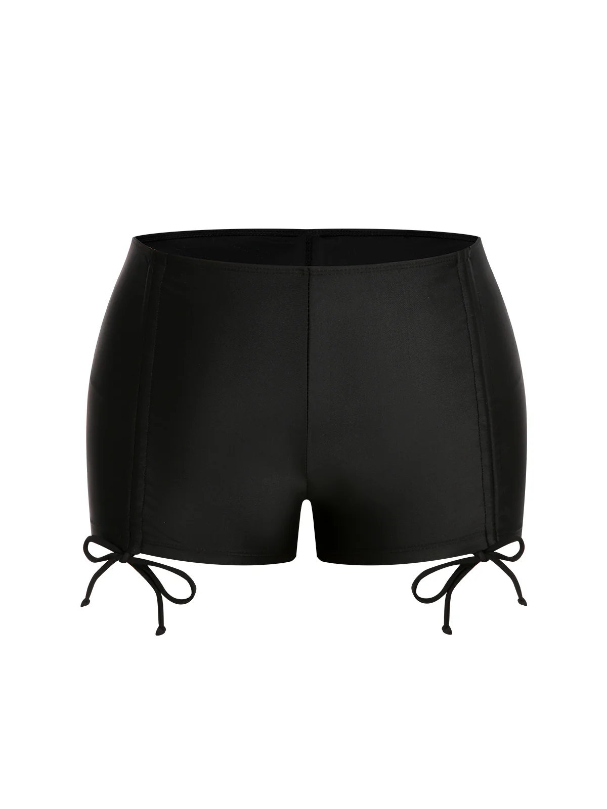 [Plus Size] Black & White 1960s Geometric Lace-Up Swimsuit - Image 4