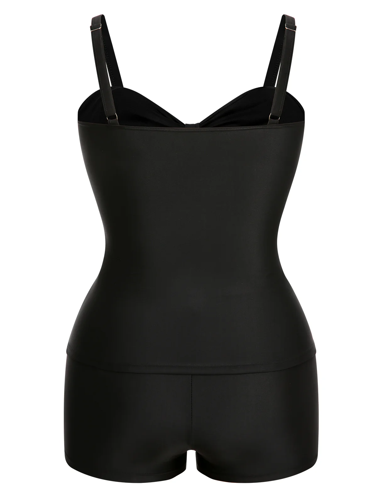 [Plus Size] Black & White 1960s Geometric Lace-Up Swimsuit - Image 7