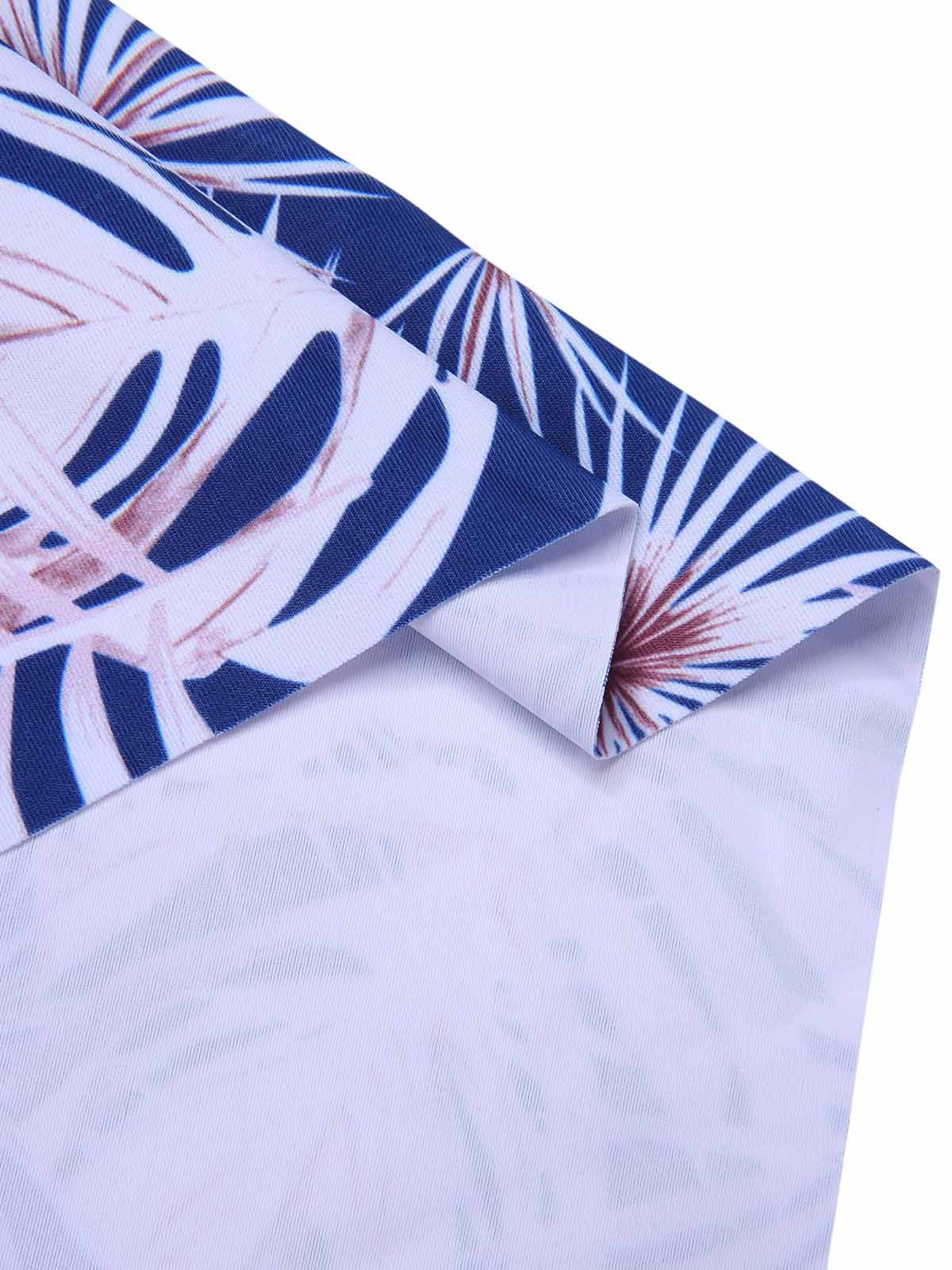 [Plus Size] Blue 1950s Leaves Spaghetti Strap Swimsuit - Image 7