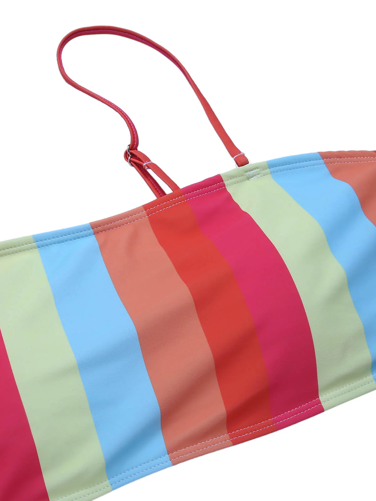 [Plus Size] Colorful 1950s Vertical Stripe Swimsuit - Image 5